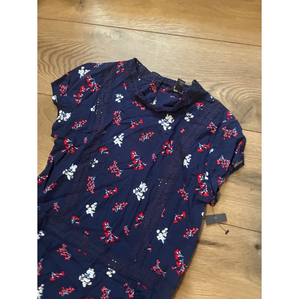 Tommy Hilfiger Floral Dress Kids XL Navy Blue New Eyelet Lace Short Sleeve - Picture 2 of 3